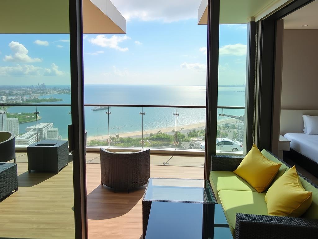 Ban công căn hộ với tầm nhìn ra biển tại Newtown Diamond Đà Nẵng Ban công căn hộ với tầm nhìn ra biển tại Newtown Diamond Đà Nẵng