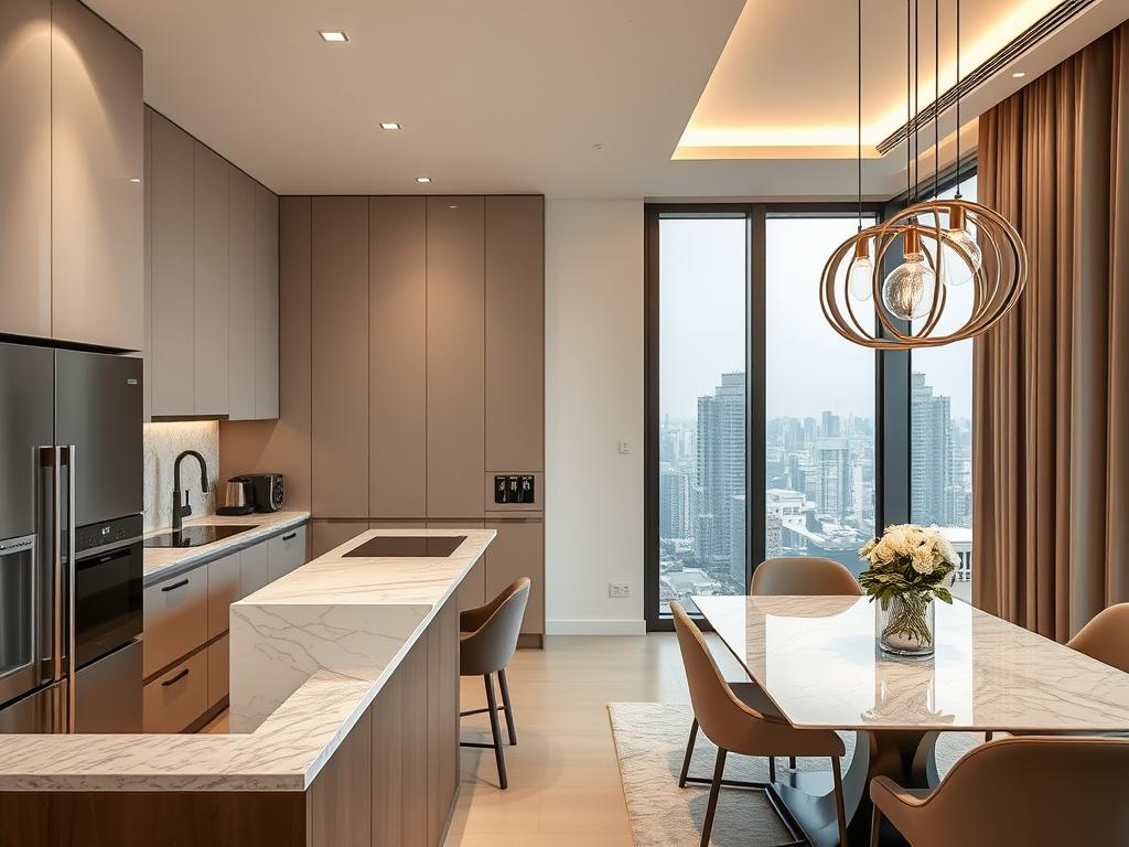 Phòng bếp và khu vực ăn uống tại Newtown Diamond Đà Nẵng Phòng bếp và khu vực ăn uống tại Newtown Diamond Đà Nẵng