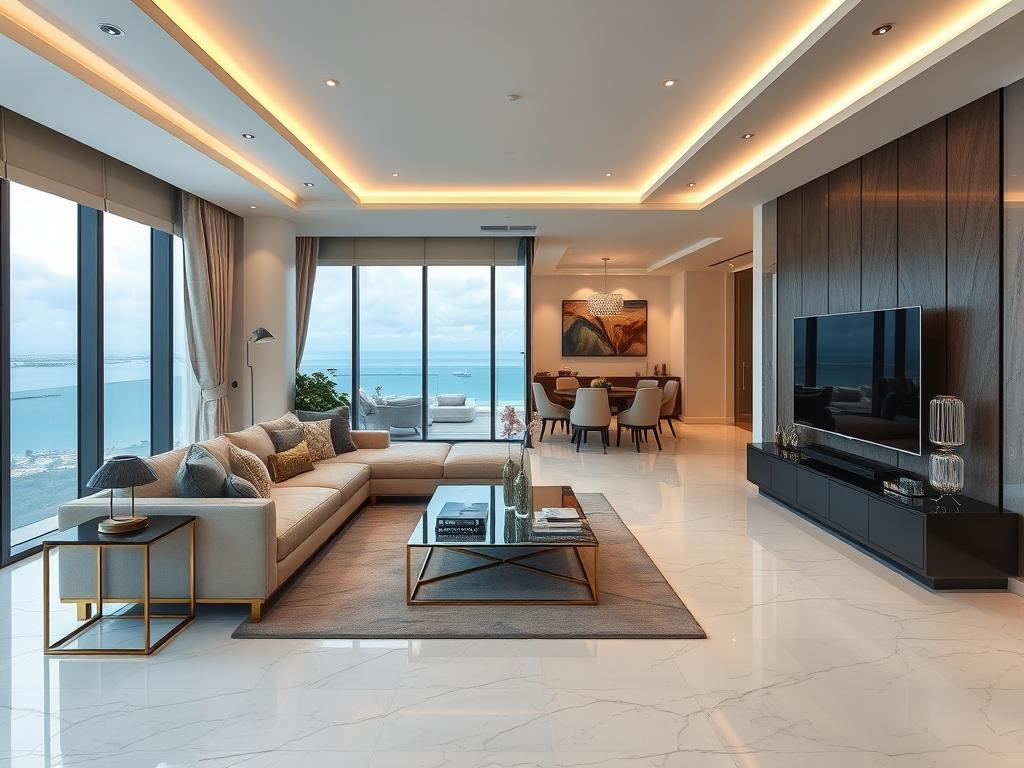 Phòng khách căn hộ mẫu tại Newtown Diamond Đà Nẵng Phòng khách căn hộ mẫu tại Newtown Diamond Đà Nẵng